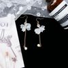 Fashionable double-sided matte long brand earrings, Japanese and Korean, city style