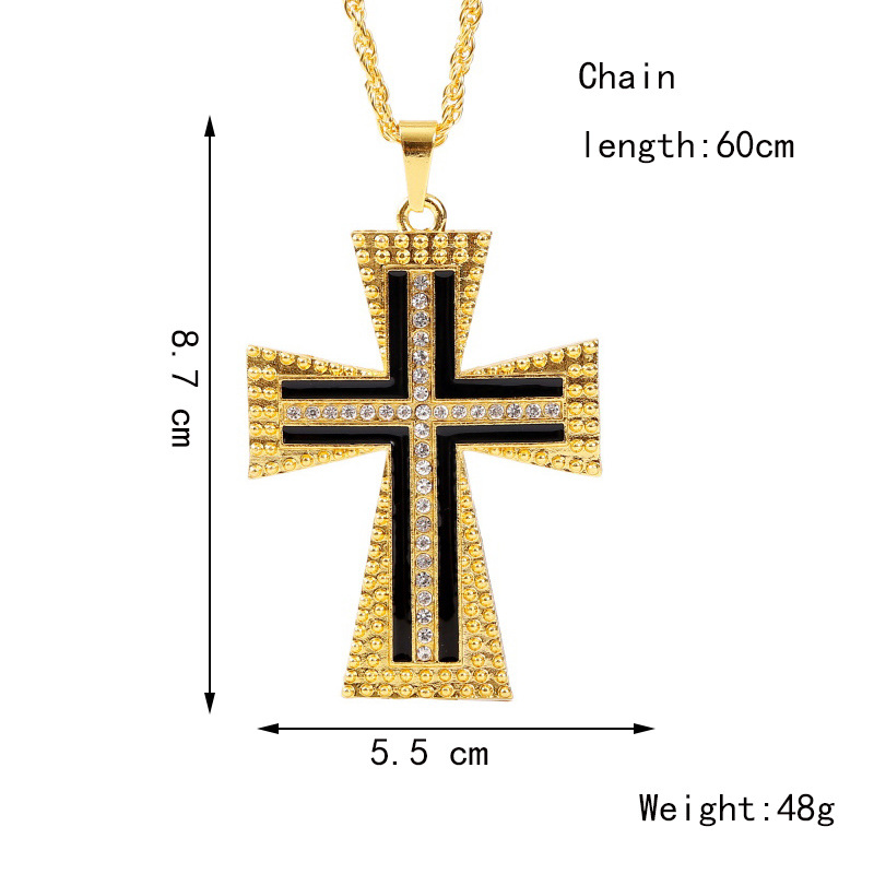 exaggerated hip hop cross necklace creative hip-hop rhinestone pendant jewelry wholesale nihaojewelr