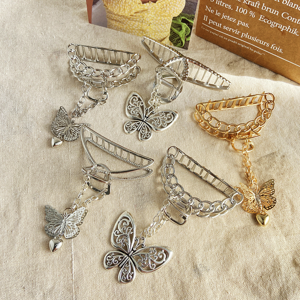 Personality Butterfly Love Pendant Hairpin Hairpin Dimensional Butterfly Chain Clip Headdress