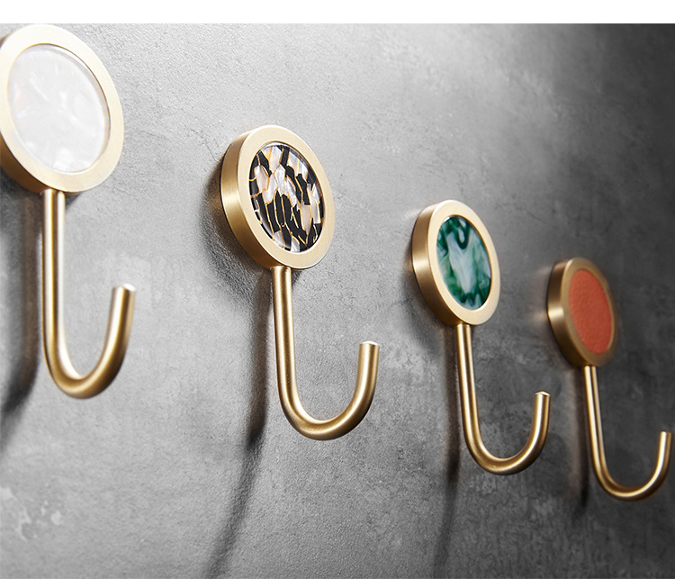 石纹黄铜挂钩设计师原创北欧玄关厨房卫生间装饰金属单个免钉挂钩undefined