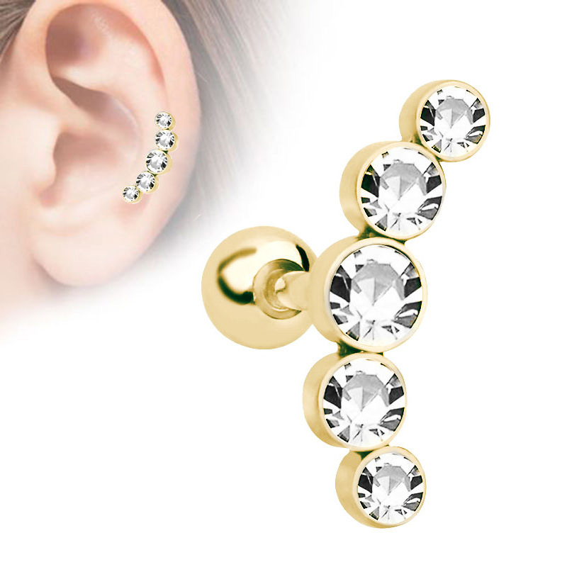 Fashion Geometric Stainless Steel Inlay Artificial Diamond Ear Studs 1 Piece display picture 4