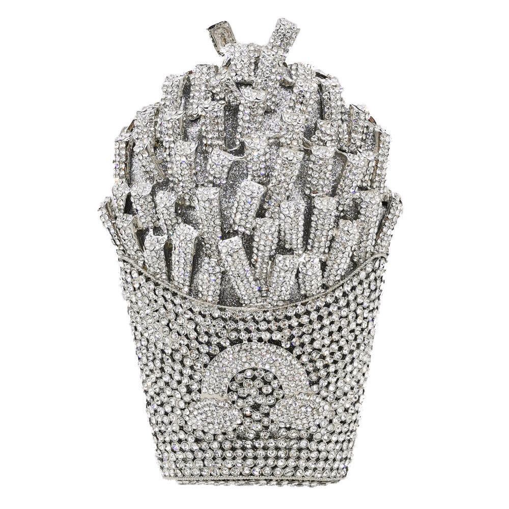 Bolsas de diamantes de cristal de Europa y América, bolsas de diamantes de metal hueco, bolsas de cena de diamantes de mano, bolsas más rojas
