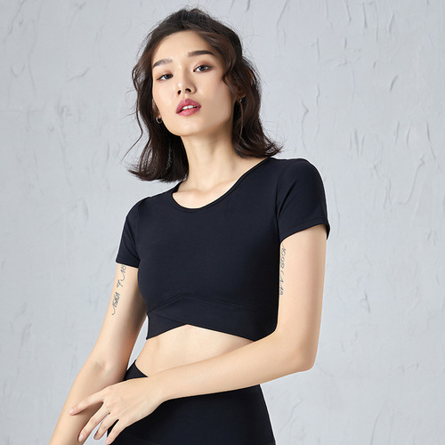  New Sexy Revealing Nipple Running Yoga T-Shirt for Women, Skin-Friendly Bare Texture Material, Fitted Short-Sleeve Sports Top