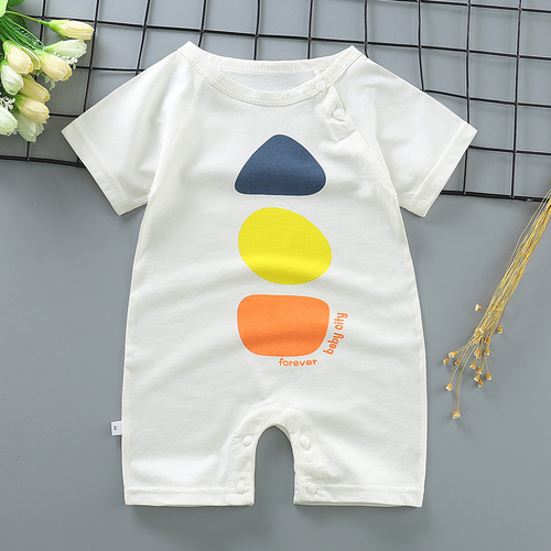 一件代销婴幼儿夏季薄款纯棉短袖短爬连体衣0-2岁男童1女宝宝哈衣