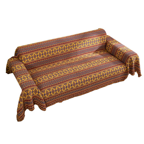 Ethnic style geometric fashion double-sided throw blanket non-slip fashion pastoral style knitted sofa towel Nordic fashion thread blanket