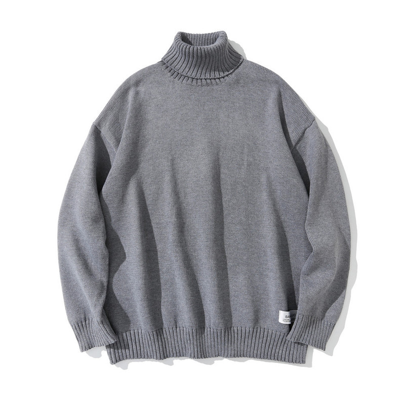 European and American Fashion Brand Solid Color Turtleneck Sweater Men's ins Street Fashion Sweater bf Lazy Style Trendy Pullover European and American Fashion Brand Solid Color Turtleneck Sweater Men's ins Street Fashion Sweater bf Lazy Style Trendy Pullover