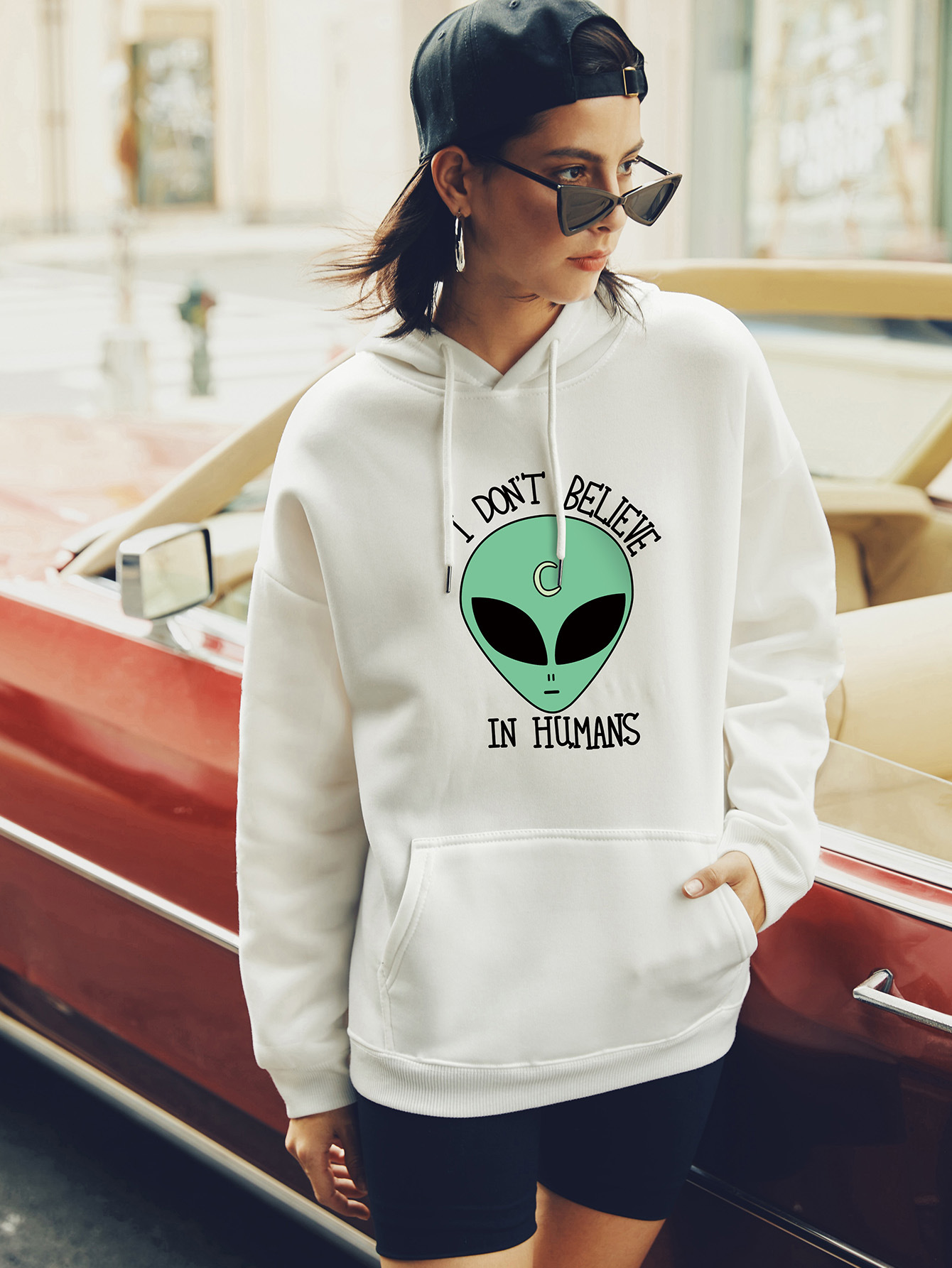 otoño e invierno mujer suéter con capucha alien street casual NSSN373