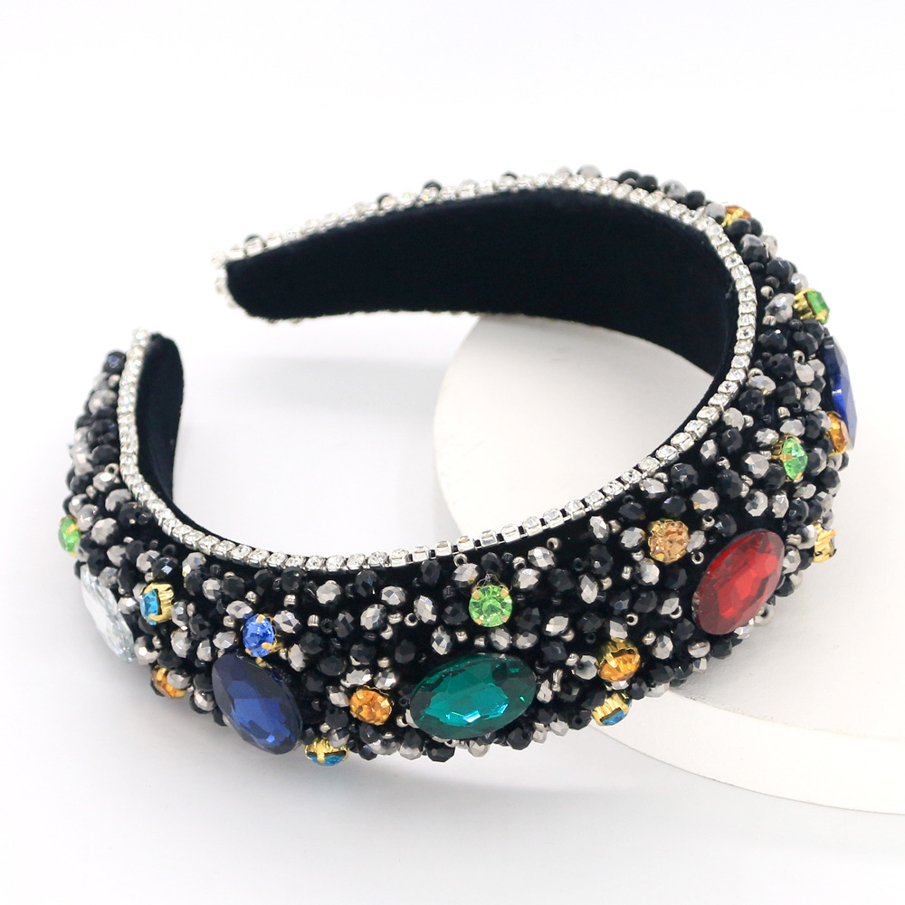 Offre Spéciale Verre Cousu À La Main Éponge Strass Multicolore Grande Version Bandeau De Bal De Chaîne En Diamant display picture 3