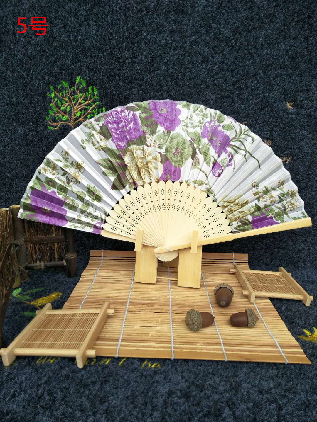 竹骨中国风工艺品女扇复古绸布扇日式和风折扇丝绸女扇舞蹈扇