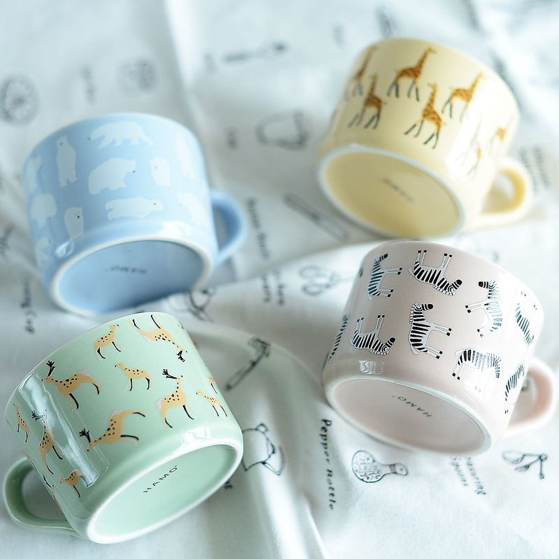 Taza de leche de dibujos animados para niños taza de cerámica creativa taza de café taza de animales taza de desayuno impresa logotipo