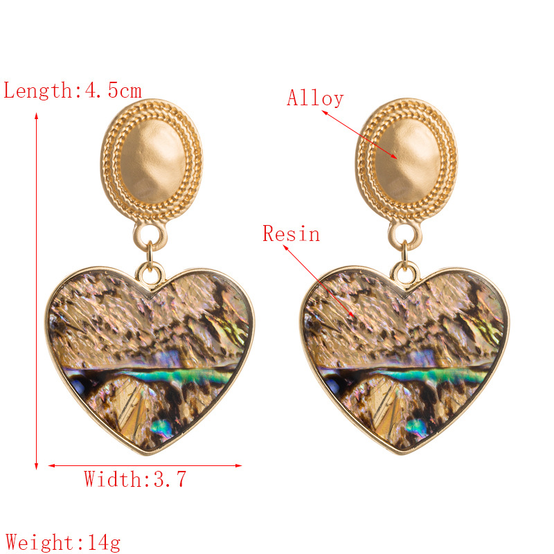 Hot Fashion Round Heart-shaped Earrings Color Resin Alloy Earrings Ear Jewelry Wholesale Nihaojewelry display picture 1