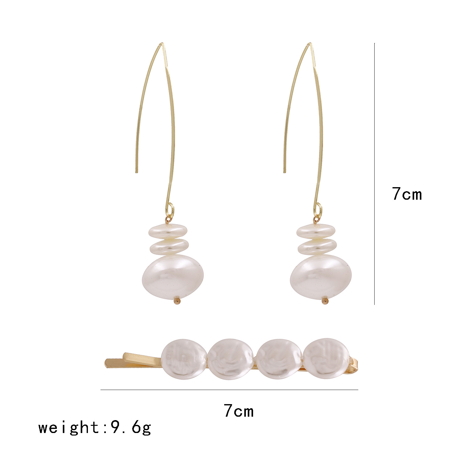 Fashion Hairpin Earrings Set Pearl Word Clip C-shaped Pearl Hairpin Earrings Wholesale display picture 24