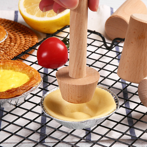 Jinqiaokai wooden egg tart mold, wooden grinding rod, wooden hammer, baking tools, egg tart base mold