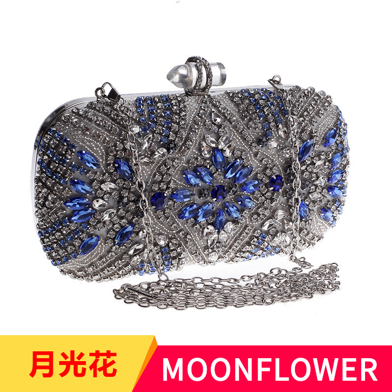 跨境货源时尚晚宴包 镶钻亚克力搭扣手拿包小方包7666-05女包批发