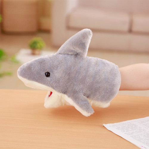 Early childhood education creative new large size animal wolf shark tiger pig plush toy hand puppet that can open its mouth