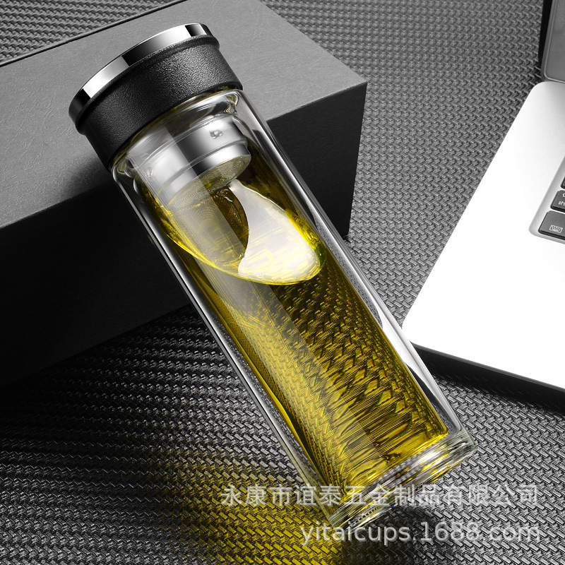 高档礼盒创意双层玻璃杯子促销礼品杯茶杯广告杯水杯定制logo批发|ms