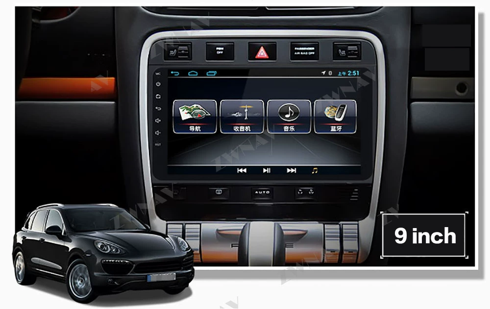 Подходит для Porsche Cayenne 2002-2009 9-дюймовый Android-навигатор с большим экраном Android 4-ядерный Porsche Navigation