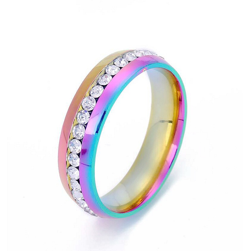 wholesale single row diamond ring stainless steel diamond couple ring Nihaojewelry