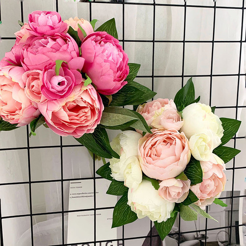 European-style simulated flower bouquets of roses and peonies for weddings, bouquets, handwritten notes, restaurant home coffee table decoration floral art