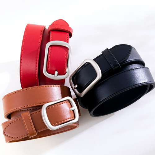 Women's Belt with Side Buckle, Instagram Style Fashion, Korean Version, Simple and Versatile, Decorative Black Jeans Belt