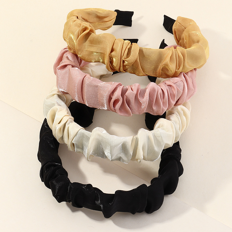 Korean New Fabric  Solid Color Wide-sided Fold-covered Cloth Headband display picture 13