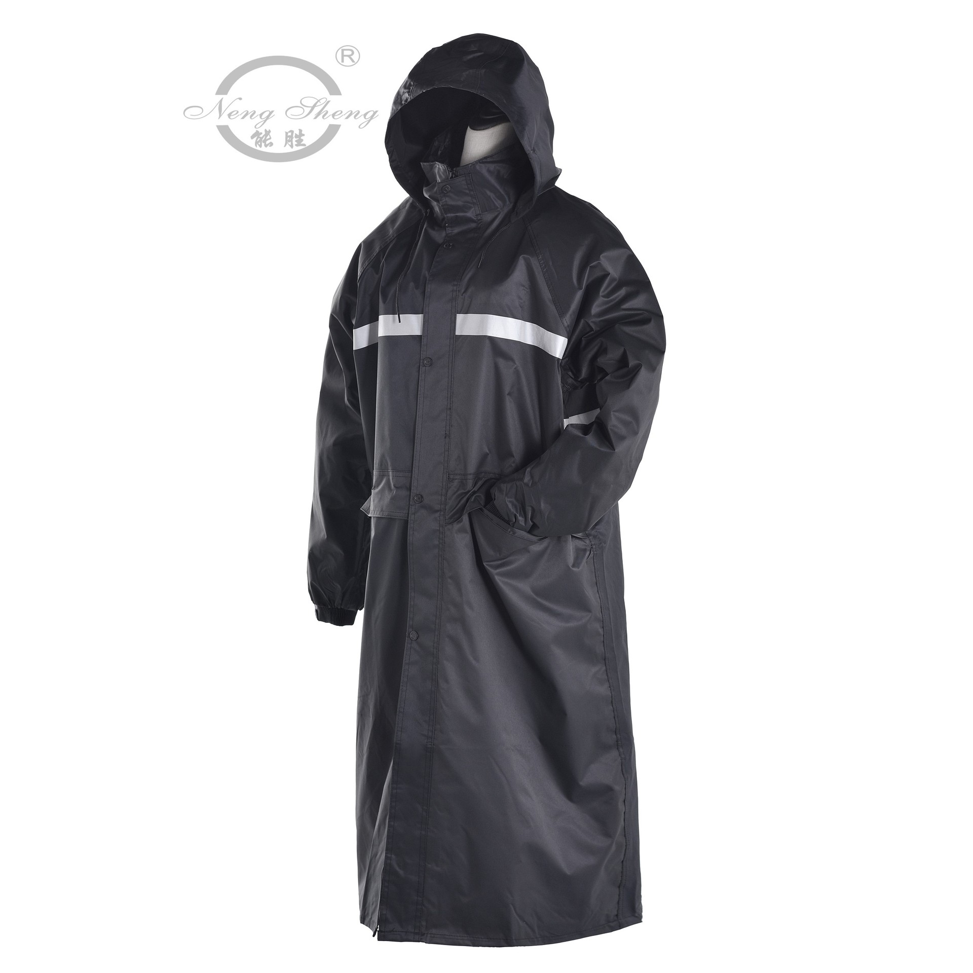 2020新款长雨衣保安站岗休闲款骑车反光雨衣成人户外徒步加长雨衣|ru