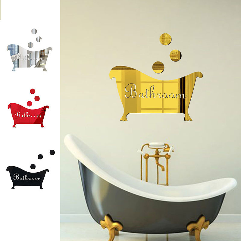 Explosion 3d acrylic mirror bathroom wall stickers funny home decoration stickers creative diy bathtub Mirror stickers door