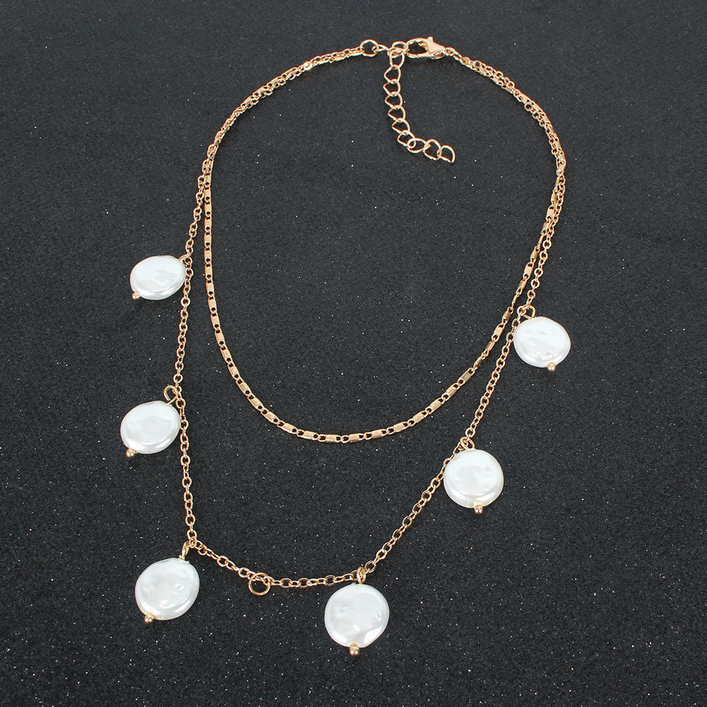 Fashion Simple Shaped Pearl Pendant Double Necklace For Women display picture 4