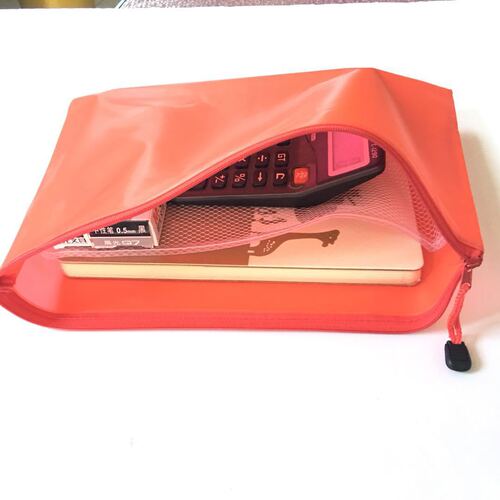 A4 file bag PVC clip mesh double-layer mesh zipper bag student office stationery bag information bag color