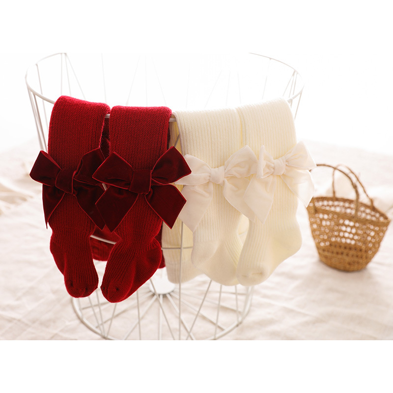 Christmas Fashion Solid Color Bowknot Fleece Polyacrylonitrile Fiber Pants & Leggings display picture 1