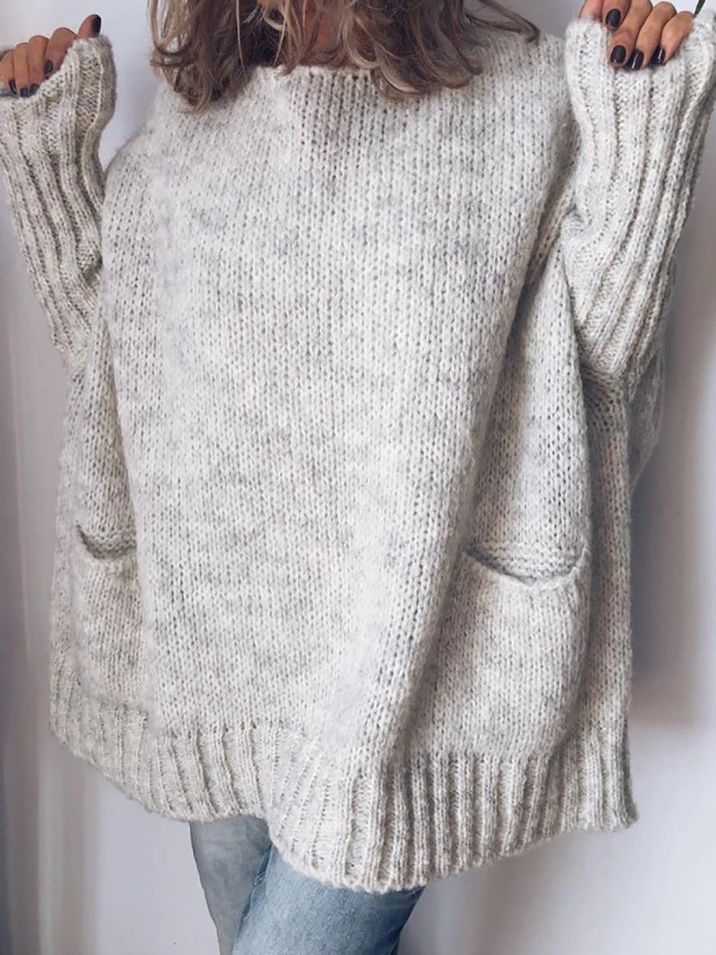 solid color loose long-sleeved sweater  NSLK10765