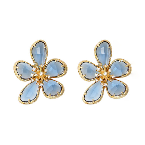 Elegant and Trendy Crystal Flower Earrings -  New Style Fashion and Quality Women's Unique Stud Earrings