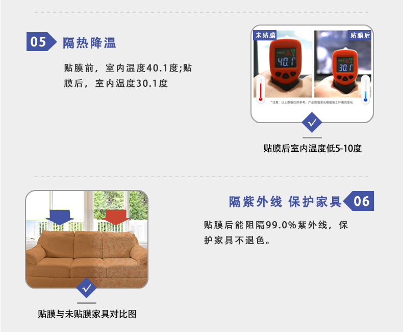 Solar film features 3