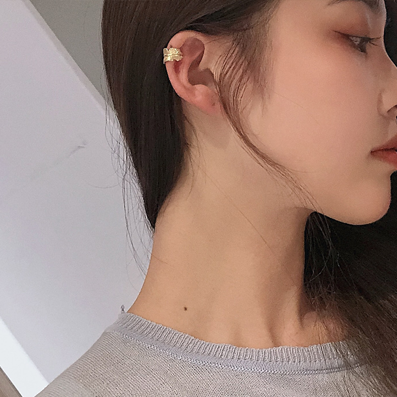 高級感法式樹葉耳骨夾複古港風網紅耳廓夾小衆優雅簡約無耳洞耳飾