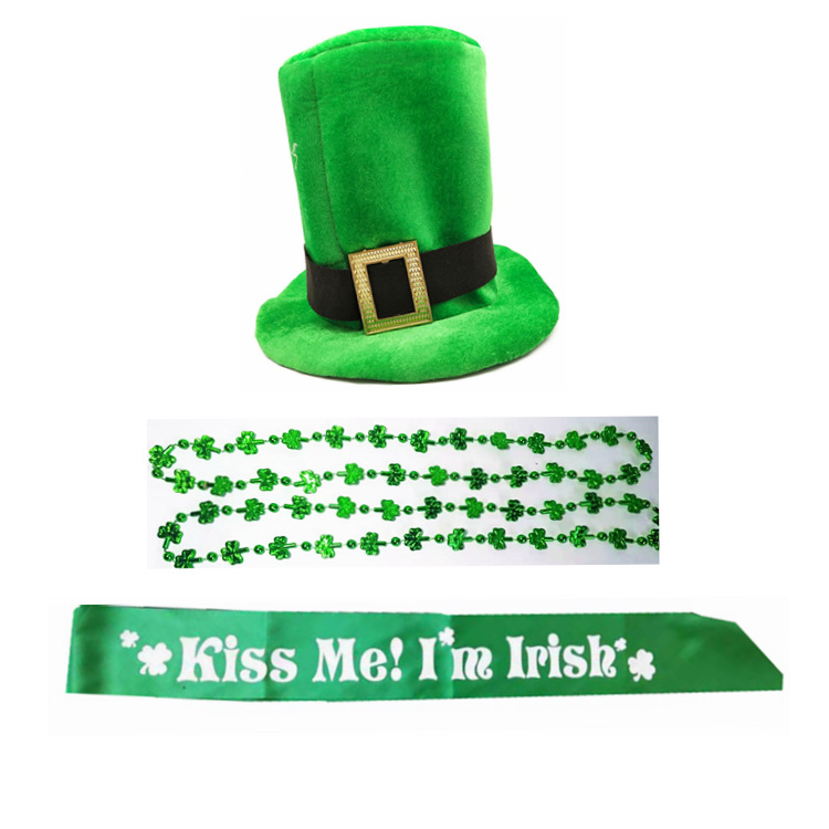 Nuevo conjunto de pantalones de pelo irlandés día de San Patricio para mujeres set de trébol set de gafas