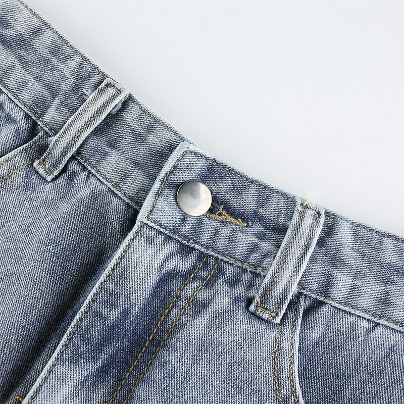 2020 Summer new arrival sexy Casual jeans for women fashion Hollow Out chain design high waist leg length wild Solid color pants