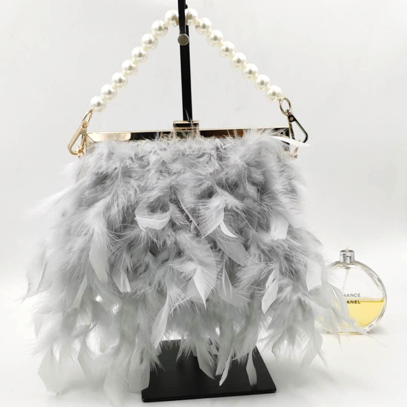 Guangzhou Shiling Dropshipping 2020 New Fashion Furry Bag Shoulder Portable Diagonal Pearl Bag Evening Bag