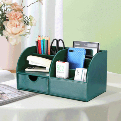 originality Office storage box desktop Stationery study ins Cute pencil box PU cortex Large pen container