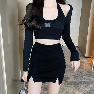skirt+Personalized T-shirt+vest Three-piece Suite