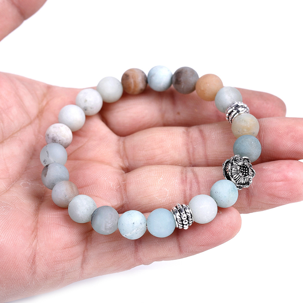 Lotus Pearl Drums superior quality natural stone Scrub Amazon stone Bracelet Occident fashion leisure time Scrub Texture