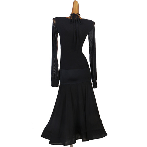 Black Ballroom Latin Dance Dresses for Women Girls  fashionable crossed belt neck examination of social  ballroom dance skirt wltz tango dance long gown