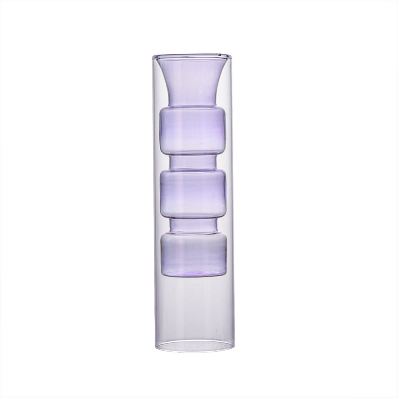Nórdico simple de vidrio de color creativo de doble capa de vidrio transparente decoración de escritorio personalizada flor hidropónica Ware