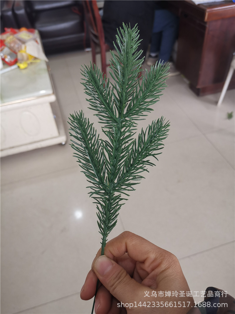 仿真植物五叉双面立体松针枝 圣诞树圣诞圈圣诞工艺品装饰松枝-阿里巴巴