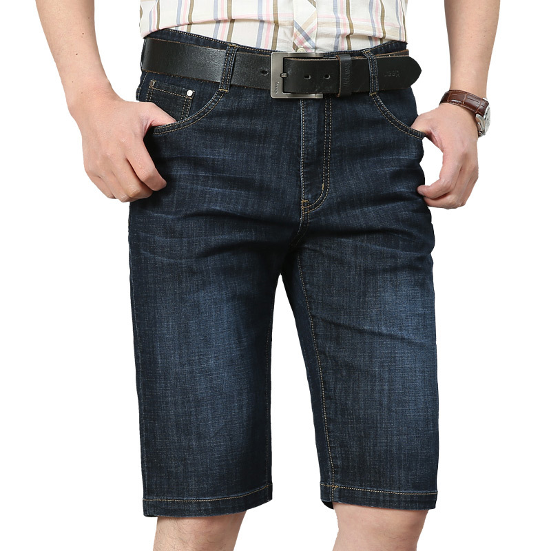 Transfronterizo al por mayor de verano Pantalones cortos de mezclilla de los hombres de negocios de los hombres guapos simples sueltos pantalones de mezclilla quinta juventud casual