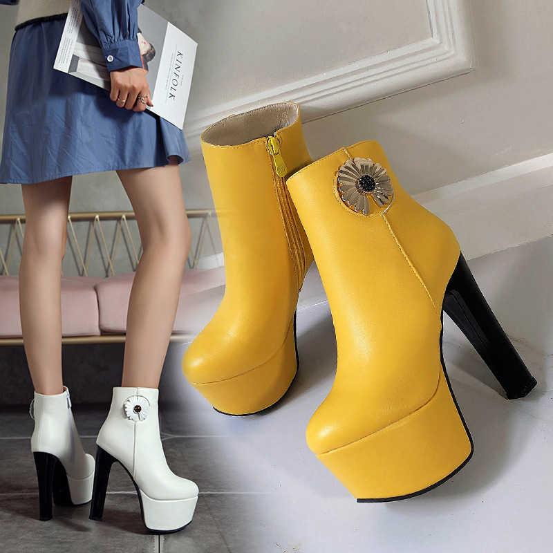 欧美外贸新款欧美女靴水台高跟夜店鞋骑士靴亚马逊wish外贸大大码