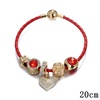 Red rope bracelet, red beaded bracelet, pendant handmade, accessory, genuine leather