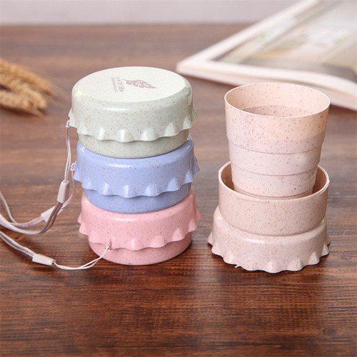 Wheat straw environmentally friendly business trip portable folding water cup travel compression cup student school folding cup drinking water cup