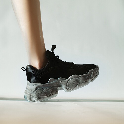 Paris dad shoes thick sole heightening sneakers ins style couple shoes spring and autumn frosted cowhide casual large size shoes