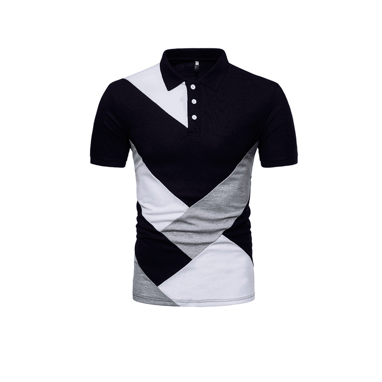 Polo da uomo a maniche corte con patchwork stile estivo_voghion.com