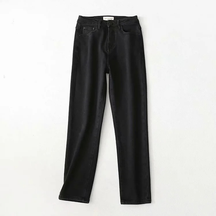 autumn and winter high waist plus fleece denim trousers NSAC14003